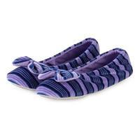 isotoner ladies velour big bow ballerina slippers stripe small uk 3 4