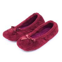 Isotoner Ladies Popcorn Ballet Slippers Cherry Medium (UK 4-5)