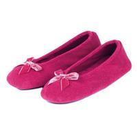 isotoner Ladies Terry Ballerina Slippers Deep Pink Medium (UK 4-5)