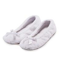 Isotoner Ladies Popcorn Ballet Slippers White XL (UK 7-8)