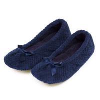 Isotoner Ladies Popcorn Ballet Slippers Navy Small (UK 3-4)