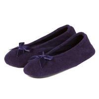 isotoner Ladies Terry Ballerina Slippers Navy Medium (UK 4-5)