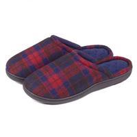 isotoner ladies suedette pillowstep mule slippers red with navy check  ...