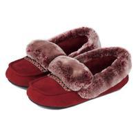 isotoner Pillowstep Moccasin with Fur Cuff Slippers Chilli Red UK Size 7