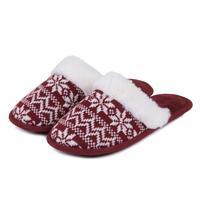 isotoner ladies fair isle mule slippers burgundy uk size 5