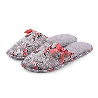 Isotoner Floral Mule Slipper Grey & Coral UK Size 7