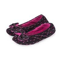 isotoner ladies velour big bow ballerina slippers dotty print xl uk 7  ...