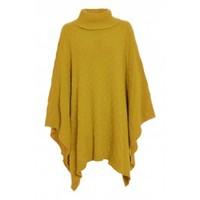 Isadora Grid Knitted Polo Neck Poncho