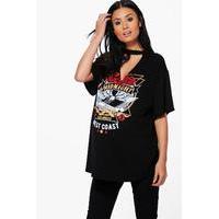 isabelle choker band printed t shirt black