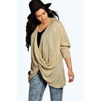 Isabelle Wrap Front Knitted Jumper - mocha