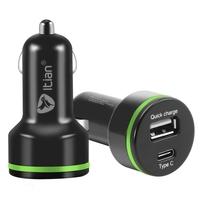 Itian K5 Dual-port High-Speed Car Charger Qualcomm Quick Charge 2.0 + Type C for Android iPhone