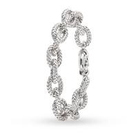 Italian Silver White Gold Plated Woven Link Bracelet