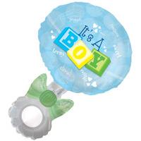 It\'s A Boy Baby Rattle Foil Balloon