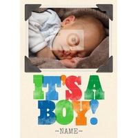 its a boy photo new baby card
