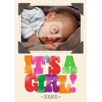 its a girl photo new baby card