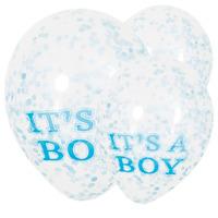 its a boy blue confetti latex balloons