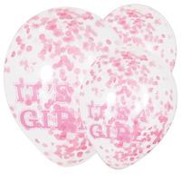 It\'s a Girl Pink Confetti Latex Balloons