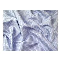 Italian Woven Pinstripe Cotton Shirting Dress Fabric Blue & White