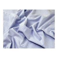 italian woven pinstripe cotton shirting dress fabric blue white