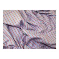 Italian Woven Pinstripe Cotton Shirting Dress Fabric Blue & Coral