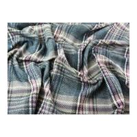 Italian Wool & Mohair Blend Heavy Coat Weight Check Dress Fabric Pink & Teal