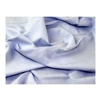 italian woven pinstripe cotton shirting dress fabric sky blue white