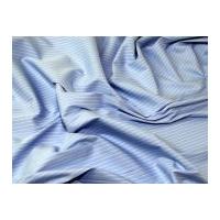 italian woven pinstripe stretch cotton shirting dress fabric blue whit ...