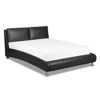 italian pu leather bed frame double brown