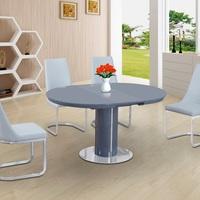 Italia Glass Extendable Dining Table In Grey Gloss