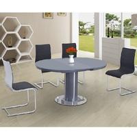 Italia Glass Extendable Dining Table In Grey Gloss And 4 Chairs