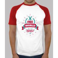 its a free world baby baseball shirt man