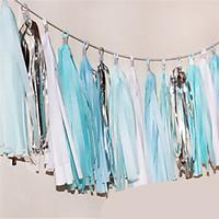 It\'s Boy 15 Inch Tissue Tassel Garlands Paper Banners DIY for Baby Showers(set of 5)