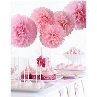 It\'s Girl Pom Poms - 5pcs Mix 2 Size Tissue Paper Flowers(10inch3pcs pearl pink 12inch2pcs Pink)