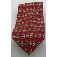 Items red silk tie with teddy bear print