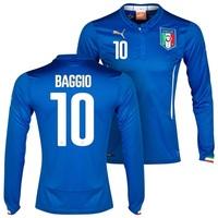 italy home shirt 201314 long sleeved with baggio 10 printing blue