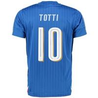 Italy Home Shirt 2016 Blue with Totti 10 printing, Blue