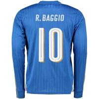 italy home shirt 2016 long sleeve blue with baggio 10 printing blue