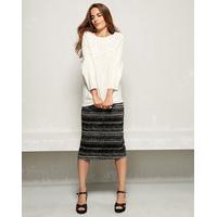 Italian Textured Jersey Skirt, Black Mix, Size 08, 43% polyester, 35% acrylic, 19% cotton, 3% elastane