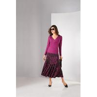 Italian Twelve Panel Jersey Skirt, Pink, Size 12S, 96% viscose, 4% elastane.