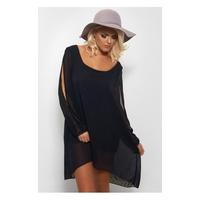 Italiano Black Chiffon Shift Dress