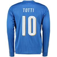 Italy Home Shirt 2016 - Long Sleeve Blue with Totti 10 printing, Blue