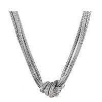 Italian Sterling Silver Triple Strand Knot Necklace