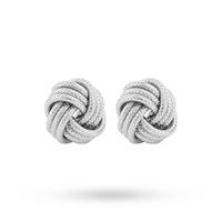 Italian Silver Plated Frosted Love Knot Earrings