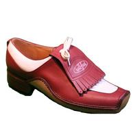 Italian Leather Golf Shoe Napoli Bordeaux/White