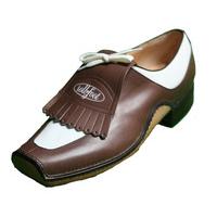 Italian Leather Golf Shoe Britain Dark Brown /White