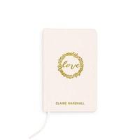 ivory linen pocket journal love wreath emboss