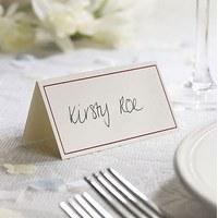 Ivory Border with Accent Colour Wedding Place Card Pack - Burgundy