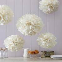 ivory party pom poms