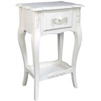 Ivory Wooden 1 Drawer Lamp Table