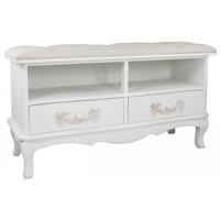 Ivory Wooden 2 Drawer Storage Bench Seat